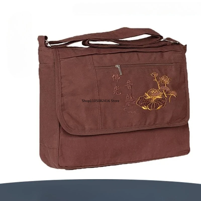 لوازم البوذية القطن قماش حقيبة كتف شاولين الراهب حزمة الحقيبة بوذا الكونغ فو الهلال حزم #2