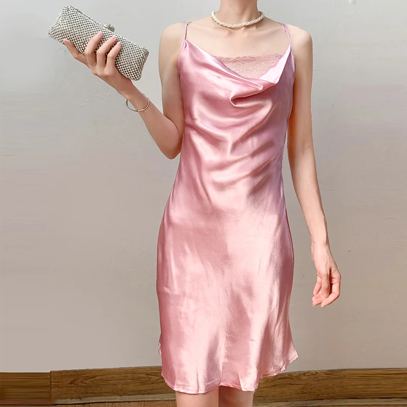 حجم كبير من الحرير الساتان ter Ne Dr المرأة الصيف Dr الانزلاق على خط Dr نسيج البوليستر الناعم No Sve