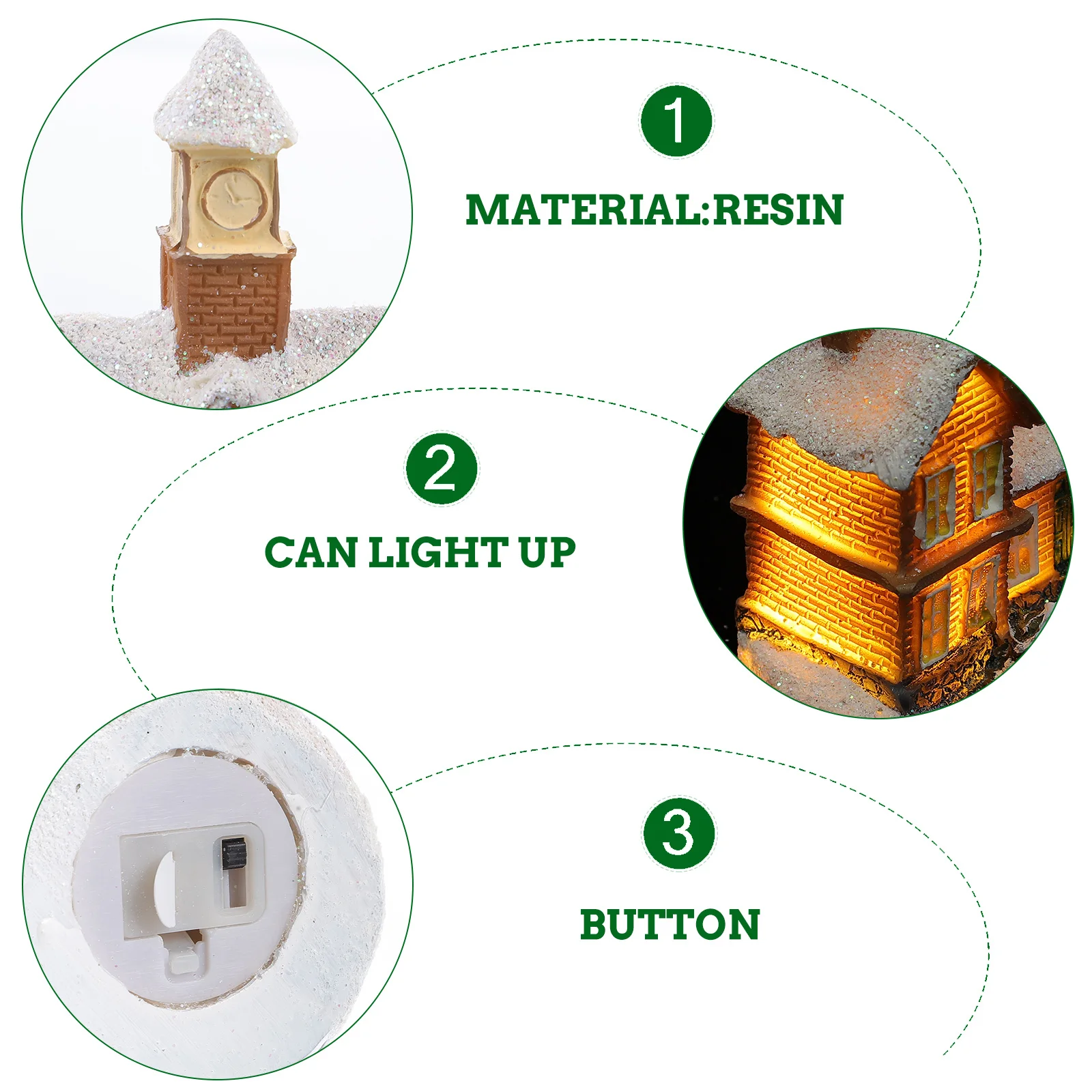 

Resin Ornaments Mini Houses Crafts Festival Miniature Figurine Village Small Christmas Decor