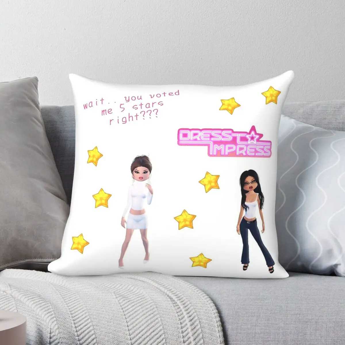 Dress To Impress Dress-up Game Square Pillowcase Polyester Linen Velvet Pattern Zip Decor Pillow Case Room Cushion Cover