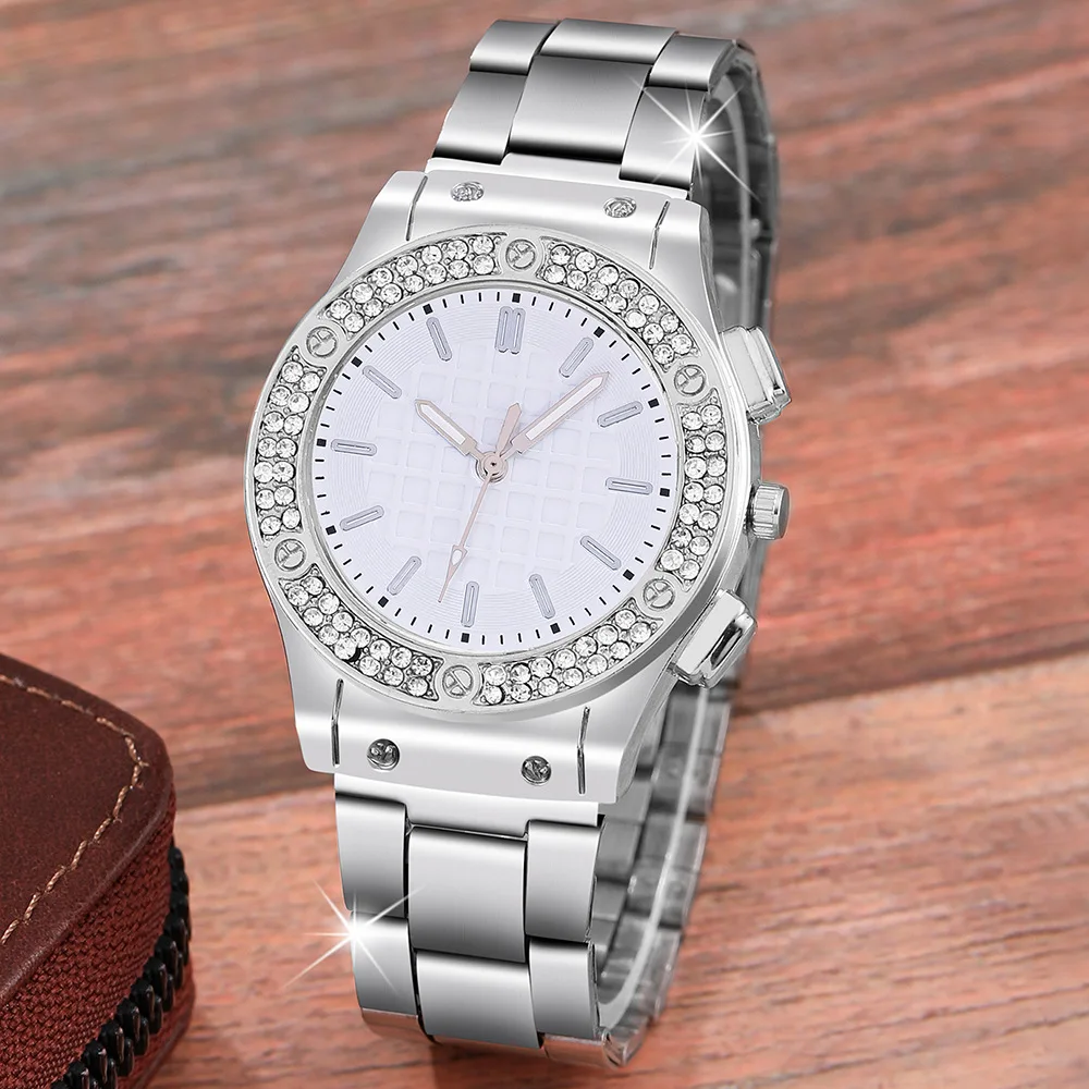 Fashion Quartz Watches Bracelet Set Without Box  Diamond Rhinestone Dress Clock Calendar Watches for Women5pcs Set