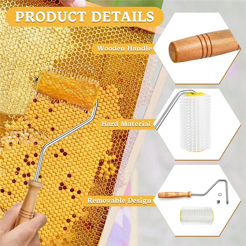 

ABVG-4 Pcs Honey Extractor Uncapping Needle Roller Tool With Wood Handle For Beekeeper, Honey Extractor Spinner Durable Easy Ins
