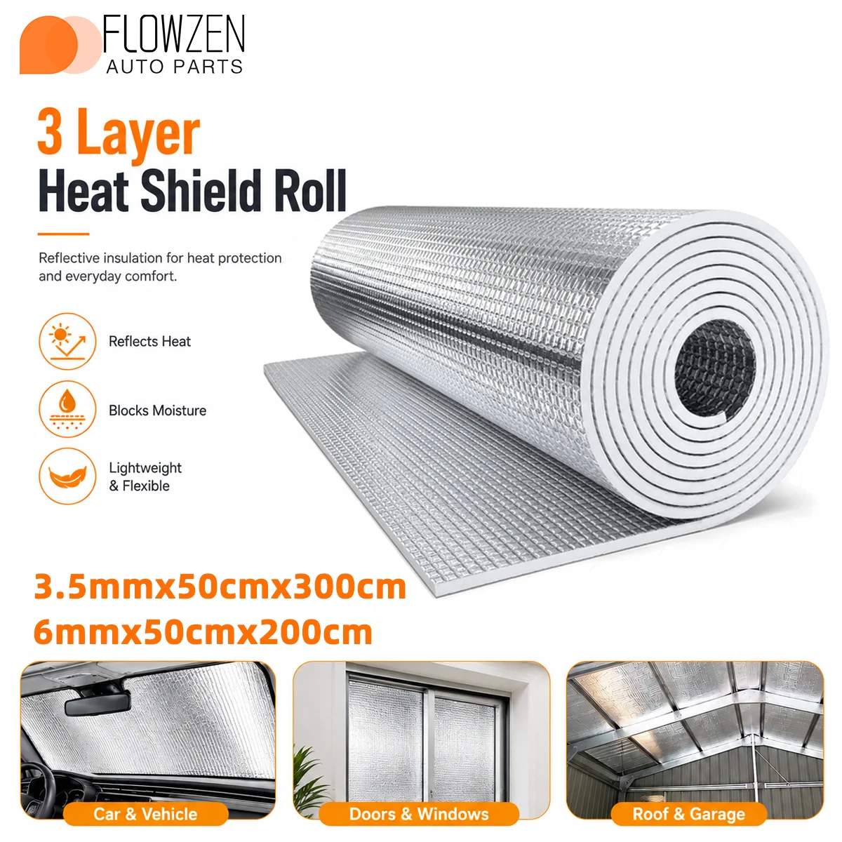 Auto Aluminum Foil Heat Shield Insulation Mat Reflective Foam Thermal Barrier For Car Hood Roof Door Floor Trunk Interior Liners