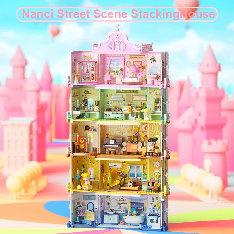 Super Town Nanci Princess Bedroom Music Room Stacking House Building Blocks Street View Gift for Girls