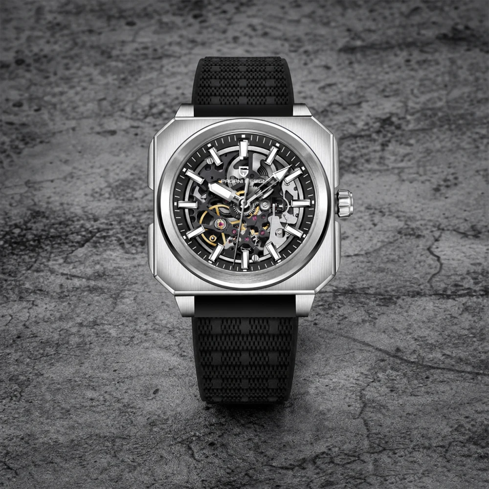 Hot Top PAGANI DESIGN brand sapphire Sports Machinery Automatic Watch Rubber waterproof luminous fashion gift Watches For Men