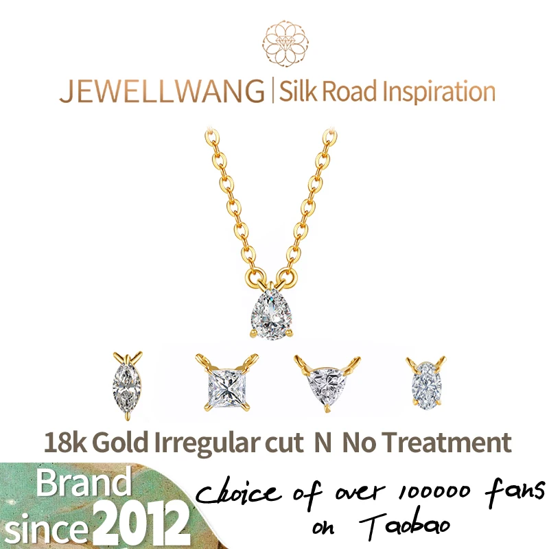

JEWELLWANG 18-каратное желтое золото, выращенное в лаборатории груша/маркиза/принцесса, квадратное/овальное/треугольное бриллиантовое ожерелье для женщин