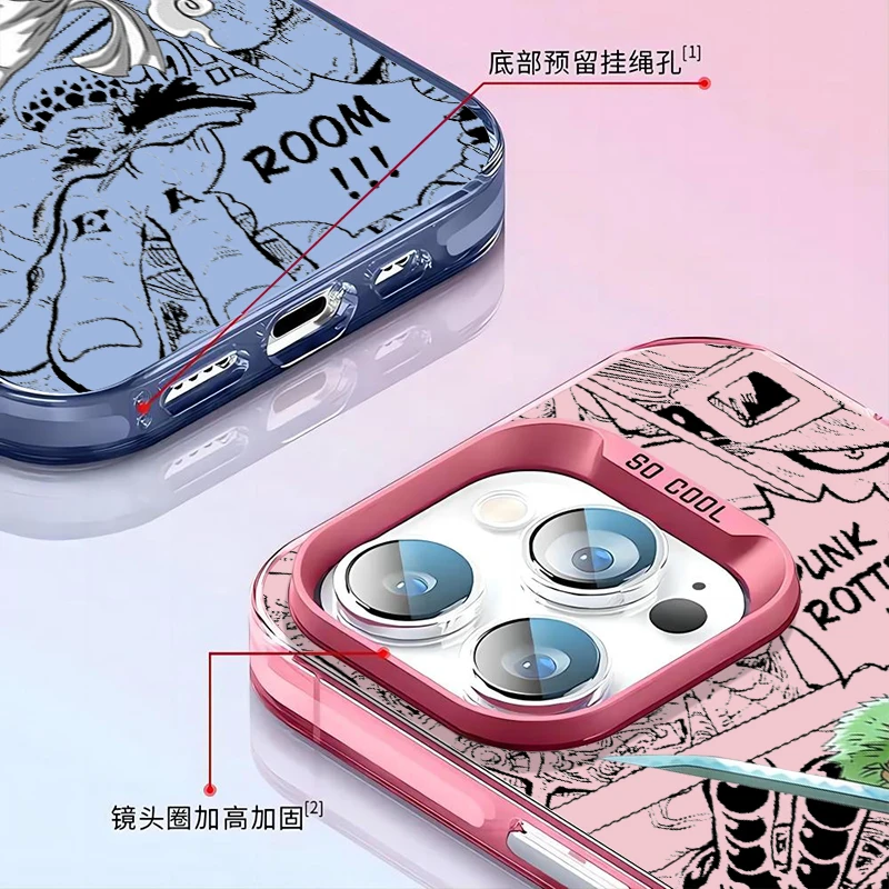 One Piece Cartoon Anime Cool For Apple iPhone 15 14 13 12 11 XS XR X Pro Max Plus Colorful Silver Funda Phone Case