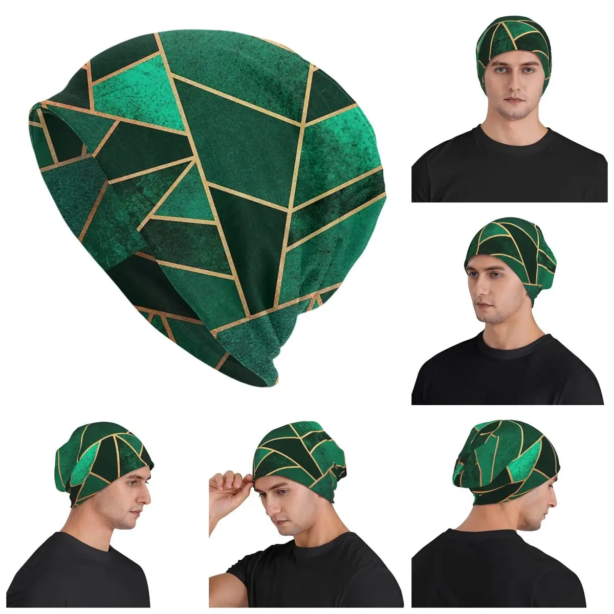 

Emerald And Copper Warm Knitted Cap Fashion Bonnet Hat Autumn Winter Outdoor Beanies Hats for Men Women Adult