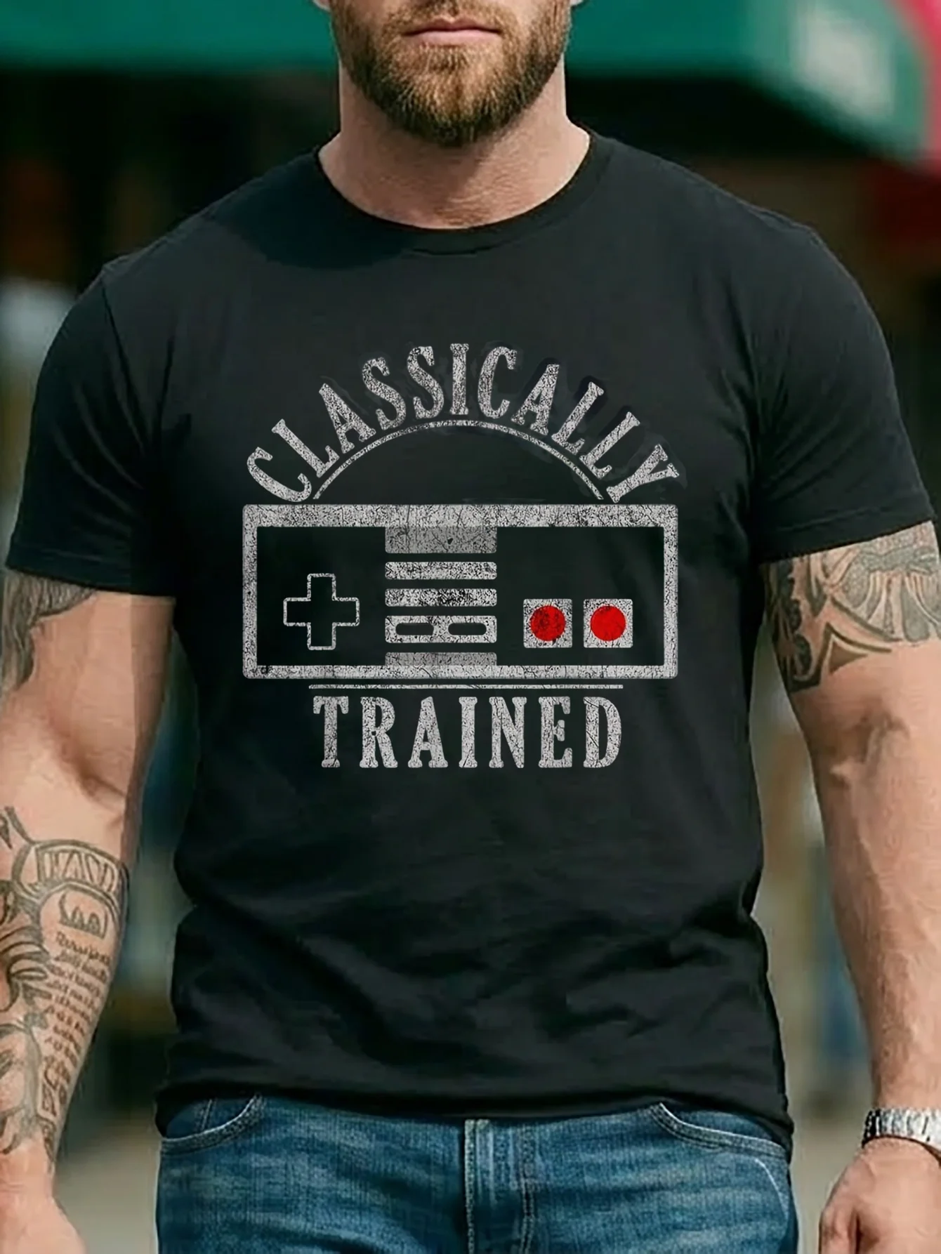 Unisex Classic Training Retro Game Controller Graphic T-Shirt, Inspired by 80S and 90S Nostalgic Video Games, Casual Everyday Comfortable Soft T-Shirt, Suitable for Gamers and Retro Enthusiasts
