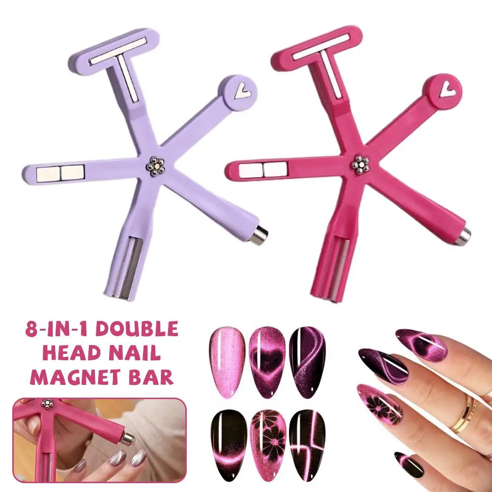 8 In 1 Starfish Strong Magnetic Cat Eye Nail Magnet Tool Multi Pattern Glass Bead French Heart Ripple Clover Manicure Wand