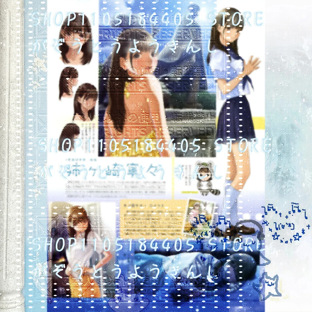 Rinko Character Reference Sheet Tapestry, NEW LovePlus Official Art Book Layout Featuring Kobayakawa Rinko Multiple Outfits: Sai