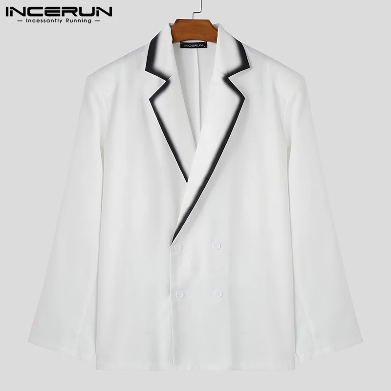 INCERUN Tops 2024 Korean Style Handsome Men\'s Solid Loose Suit Coats Casual Streetwear Male Comfortable Long Sleeved Blazer S-5X