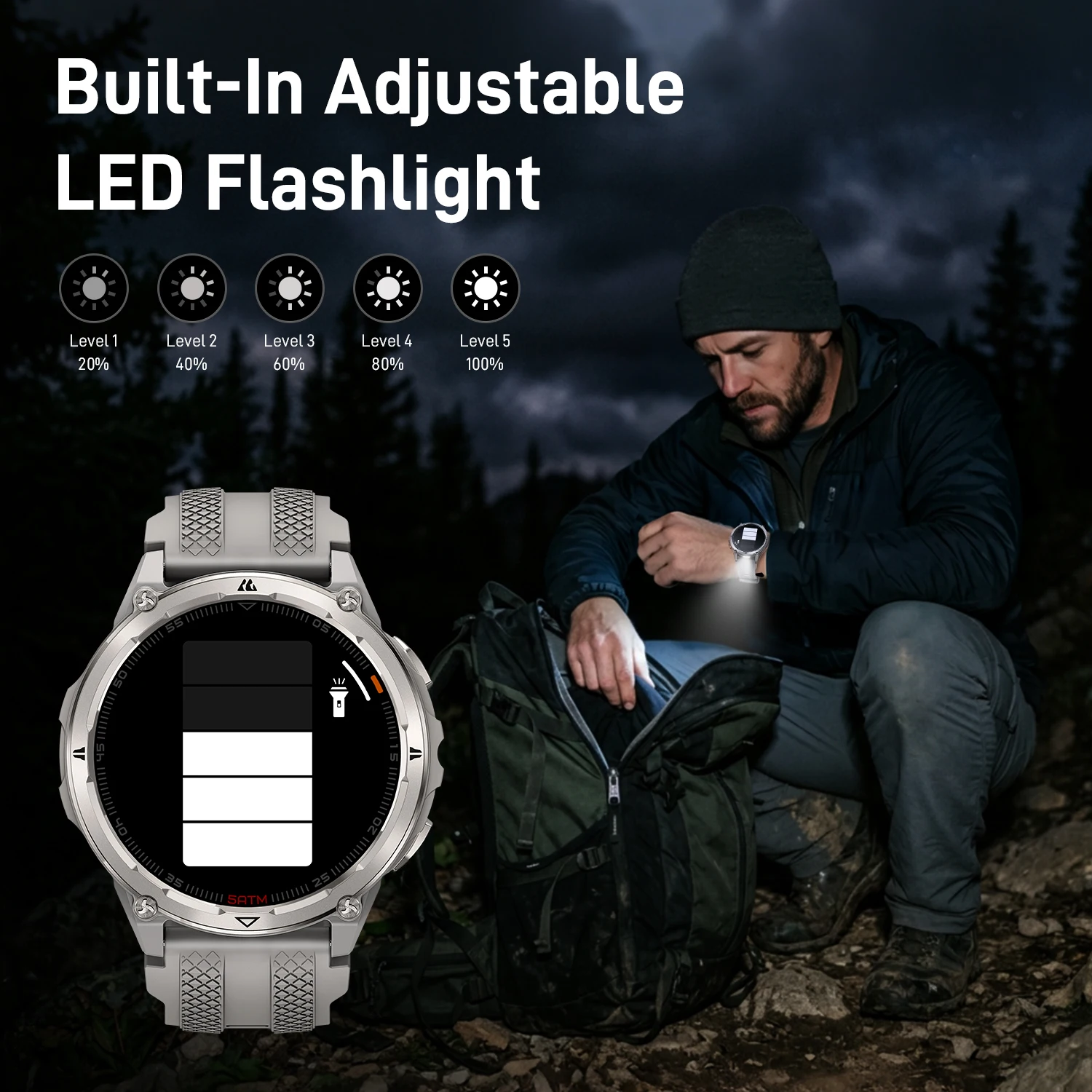 KOSPET ORB 2 Smartwatch GPS dla mężczyzn, wytrzymały zegarek wojskowy z ekranem AMOLED, dwuzakresowy GPS, wodoodporność 5ATM IP69, latarka, tryby sportowe — zdjęcie produktu 5