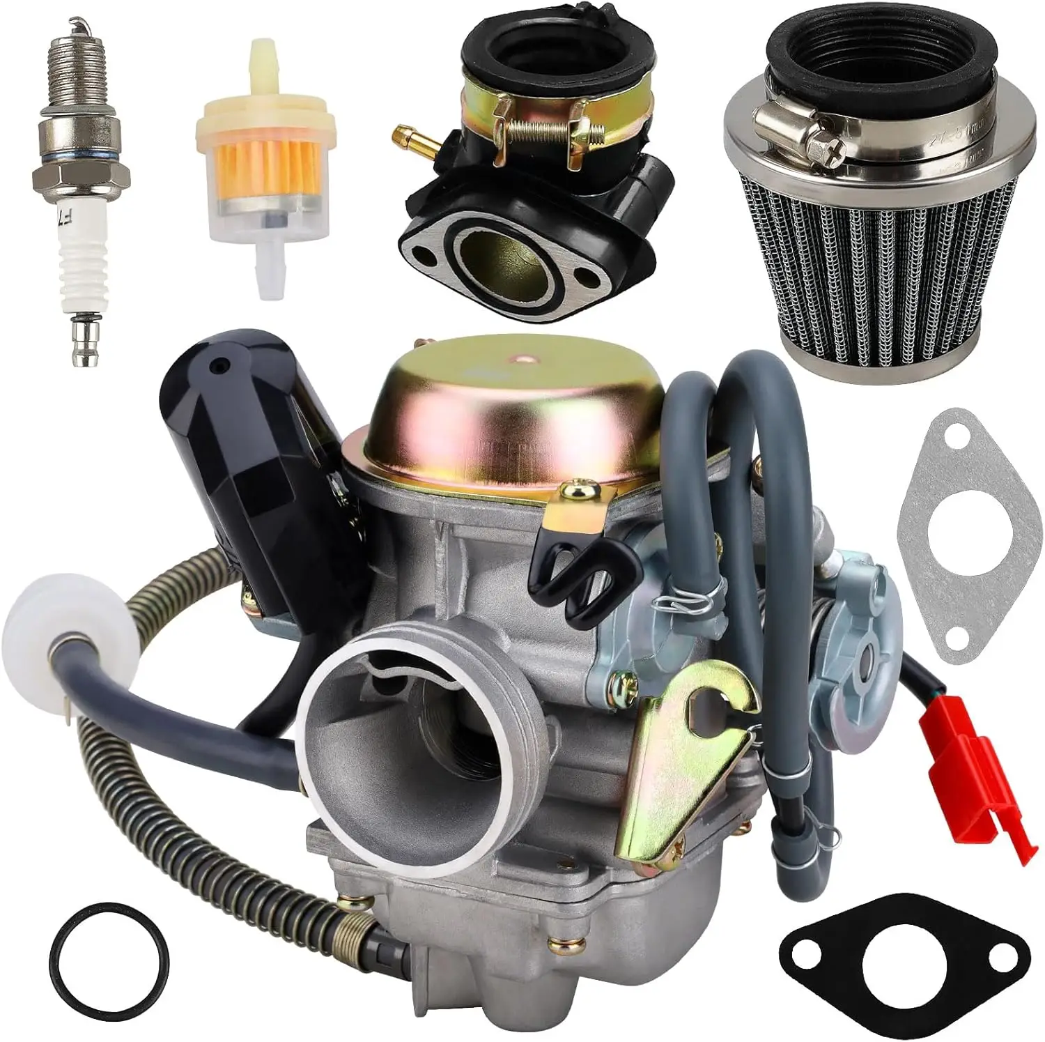 Carburatore GY6 150cc PD24J per motori a 4 tempi 125cc 150cc 157QMI 24mm per kart con collettore di aspirazione a estrangolamento