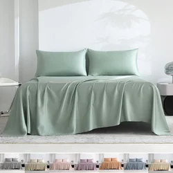 Home 100% Bamboo Flat Sheet 1Pc Luxury Soft Bed Sheet Cover Single Double King Queen Size Bed Sheets Silky (Pillowcase Need Buy)
