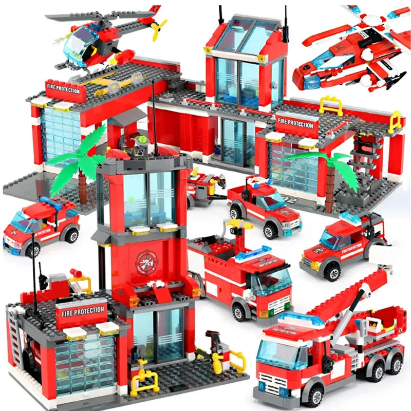 Building Blocks City Fire Station Model 774pcs Compatible Construction Firefighter man Truck Enlighten Bricks Toys Children