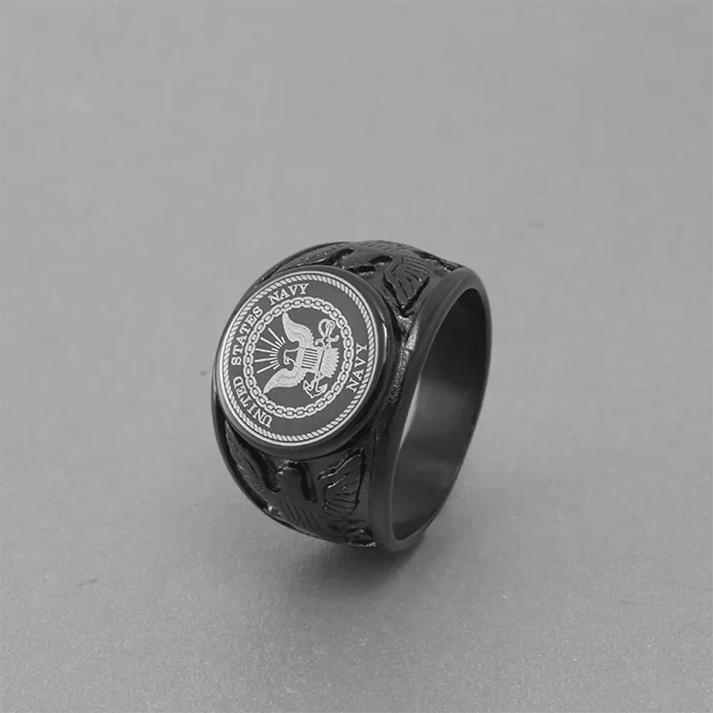 Stainless Steel Black Men USMC Ring Jewelry Air Force Navy  Army Rings image 5