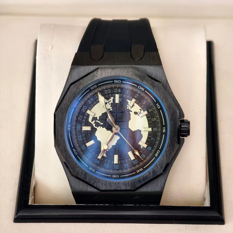 Earth Black Mechanical Watch  Sports Warrior Series Earth shaped Luminous Waterproof Men\'s Mechanical Watch Sapphire Crystal