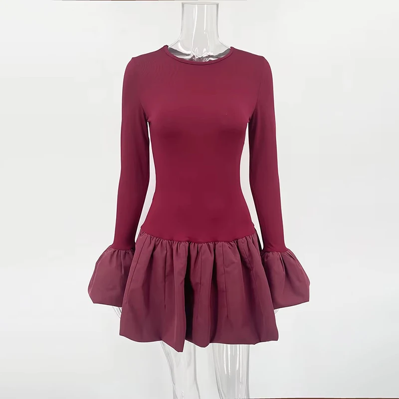 フレアスリーブミニドレス レディース ファッション スプライスフォールドドレス Aラインヘム ボディコン 女性 エレガントドレス 2025 夏新作