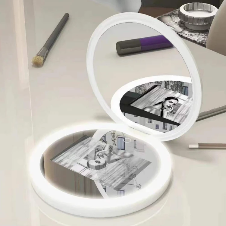 Miroir de beauté UV LED intelligent – Analyseur de peau de voyage portable pour femme, miroir de maquillage avec détection intelligente de la peau ​