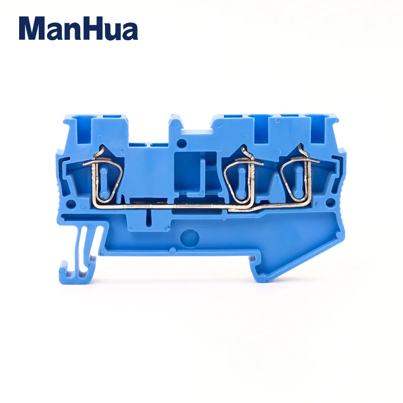 ManHua 10Pcs Wire Conductor ST2.5-TWIN Electrical Wiring Return Pull Type 3 Conductors Din Rail Terminal Block