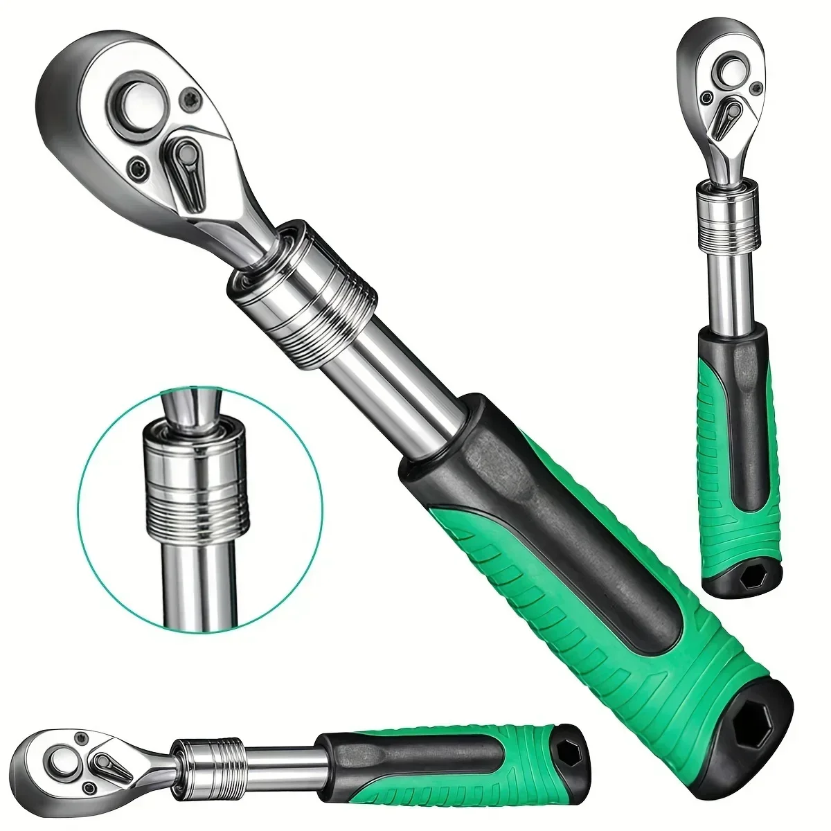 

Telescopic Socket Ratchet Wrench for Car Repair Head Ratchet Set 1/4" 3/8" 1/2" Drive 72-Tooth Quick Release Wrench Manual Tool
