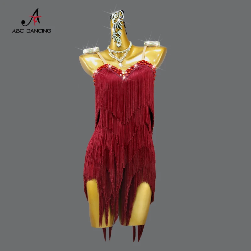 2024 Woman Latin Dance Suit Competition Clothing Party Tassel Dress Practice Wear Prom Sport Costume Line Samba Skirt Customized