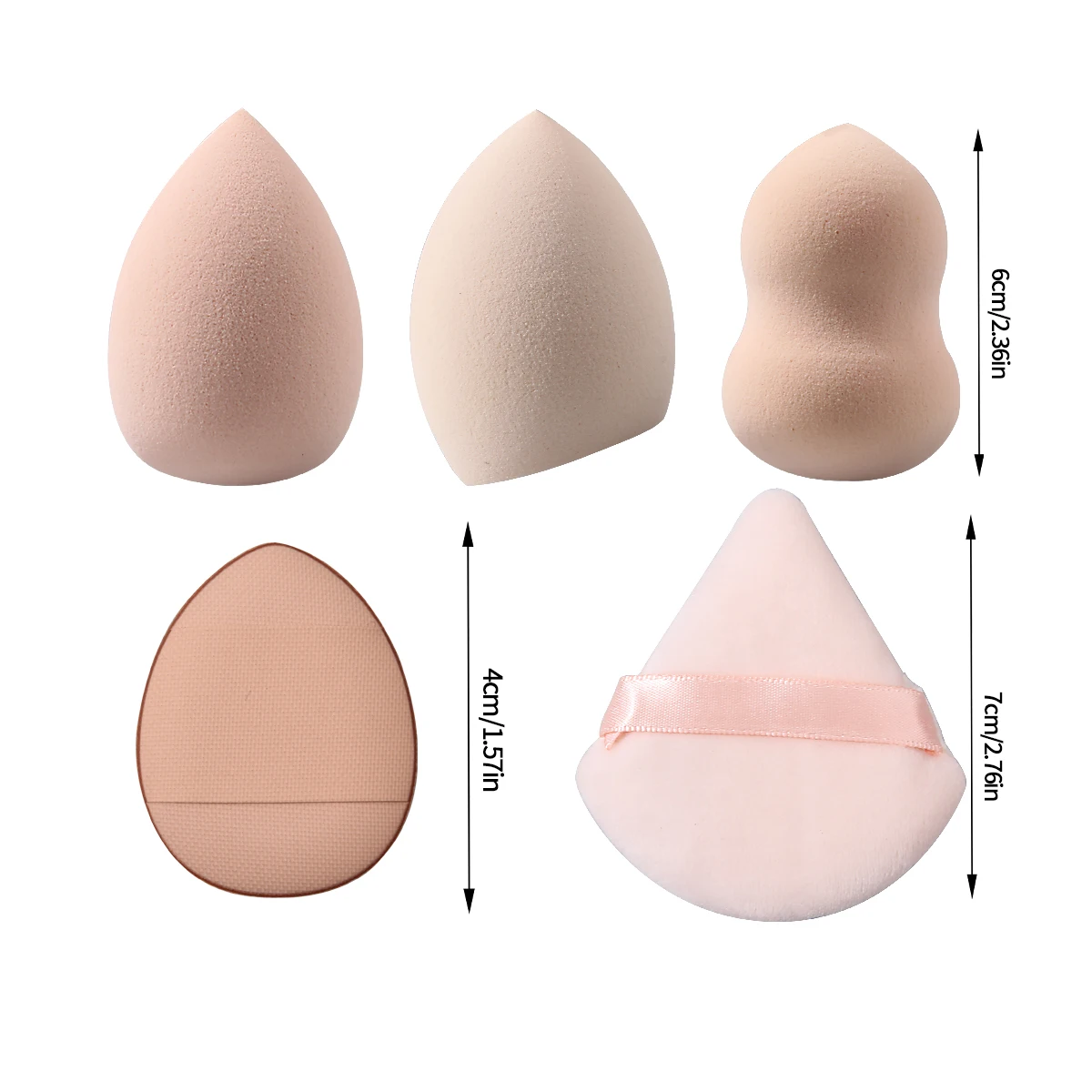 휴대용 메이크업 스펀지 파우더 퍼프 5종 세트, 플로킹 삼각형 파우더 퍼프, 메이크업 에그 미니 컨실러 파우더 퍼프