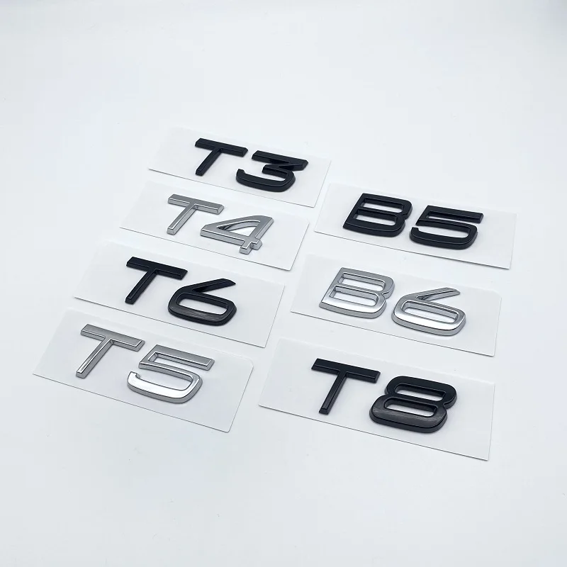 T3 T4 T5 B5 Letters Numbers Modify Upgrade Logo Trunk Emblem Badge Sticker for Volvo S40 Chrome Black Auto Accessories