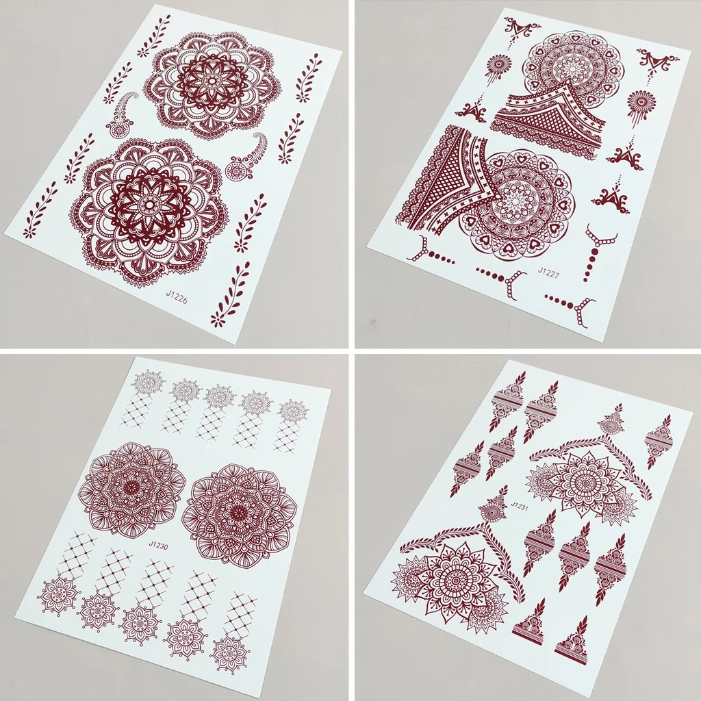 

Henna tattoo stickers Indian Waterproof temporary hand tattoo stickers Lasting for Wedding Beach Festivals Parties