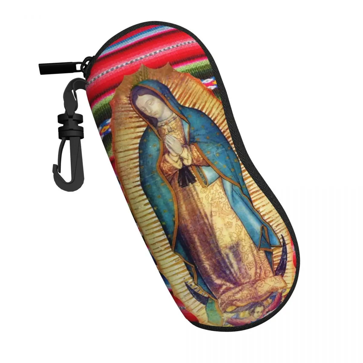 Custom Our Lady Of Guadalupe Virgen Maria Zarape Shell Eyeglasses Protector Cases Sunglass Case Virgin Mary Catholic Glasses Bag