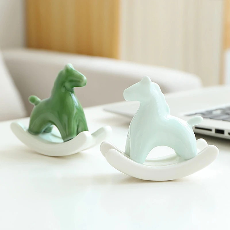 Ceramic Rocking Horse Ornament Modern Minimalist Horse Table Decoration Centerpiece