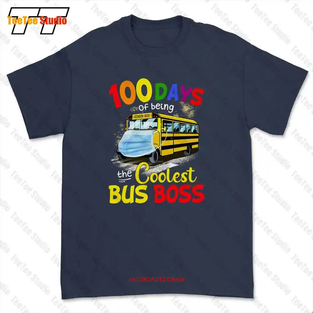 100 Days Of Being The Coolest Bus Boss Yellow Bus T-shirt Tee 3AT8