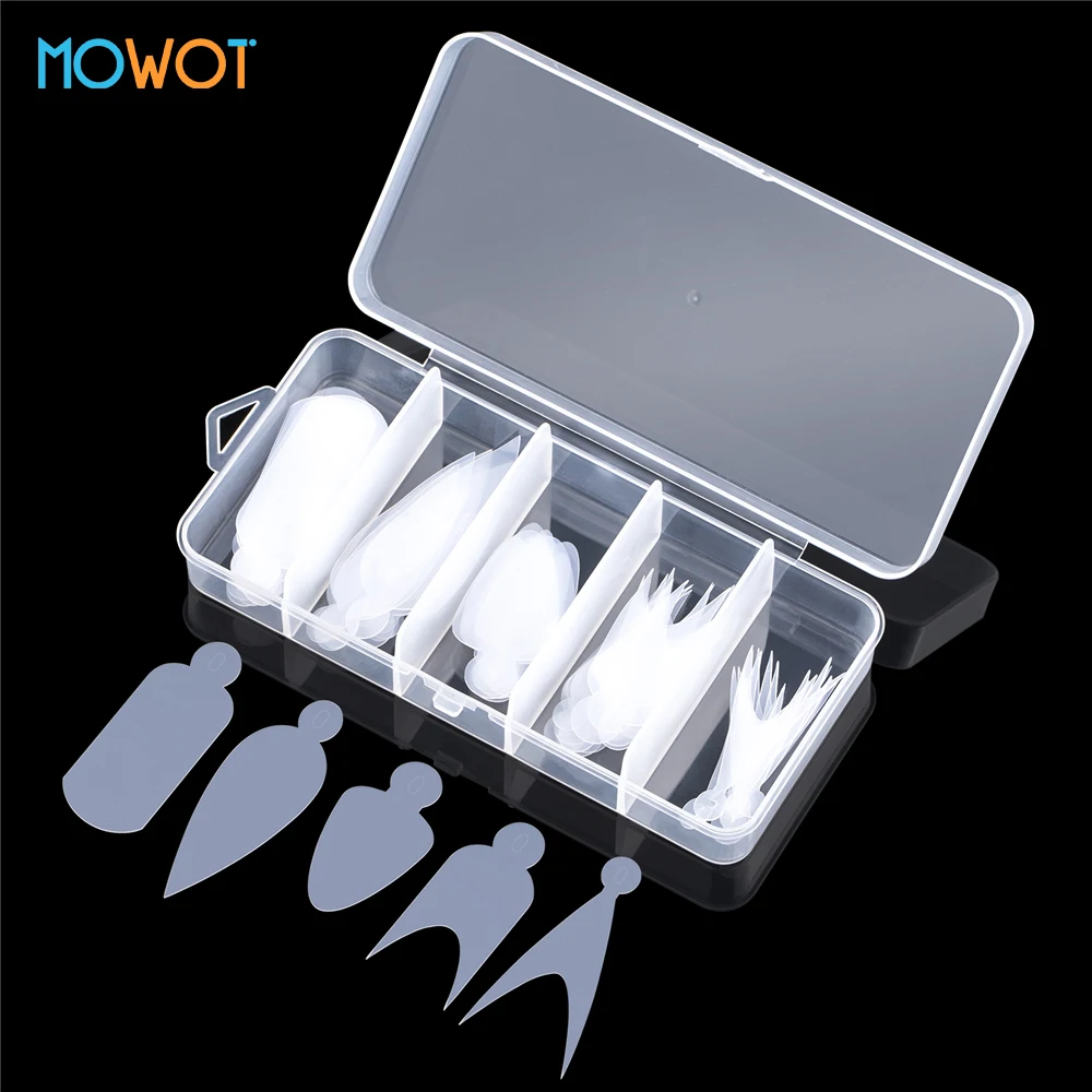 

MOWOT Dual Form Nail Silicone Pads 60pcs Soft Reusable French Nail Stickers for Nail Extension Quick Building Gel Mold Nail Tool