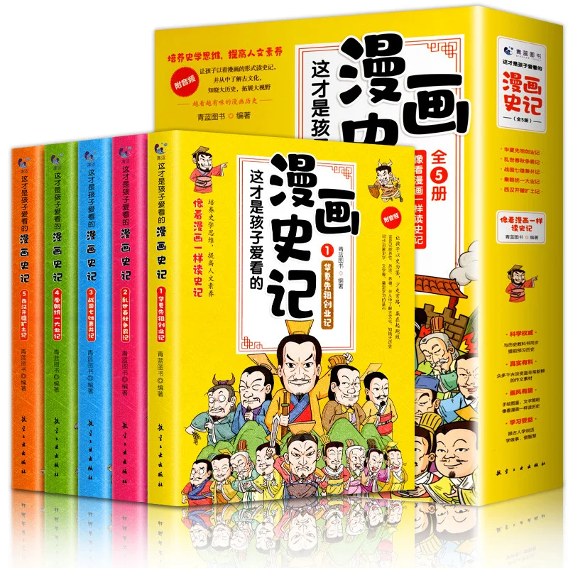 

This Is The Comic Book History That Children Love To Read. 5 Volumes of Chinese Story History Comic Books, Extracurricular Books