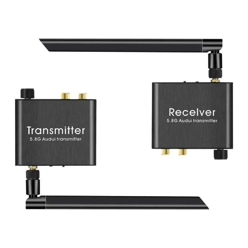 50m 2.4GHz 5.8G Wireless Audio Transmitter and Receiver Adapter Sound System Volume Control for R/L 3.5mm RCA Subwoofer Speaker