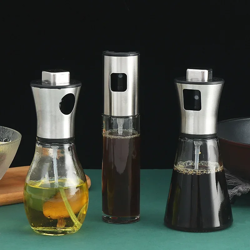 200ml Oil Spray Bottle Stainless steel Kitchen Cooking Olive Oil Dispenser Camping BBQ Vinegar Soy Sauce Sprayer Containers