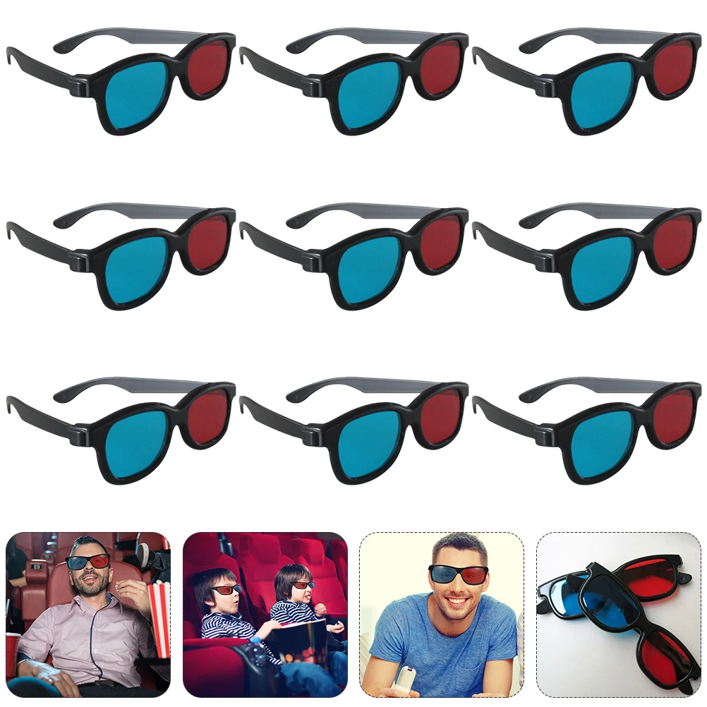

20Pcs 3D Glasses Plastic Material Safe Skin Friendly Kids Adults Red Blue Lenses Black Frame Movie Tool 3D Glasses