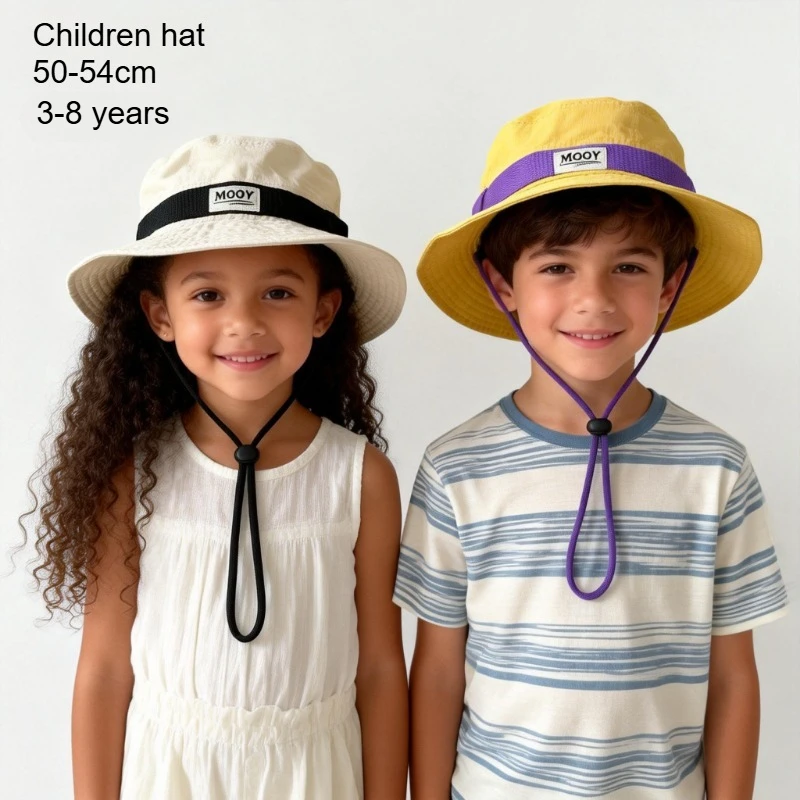 Kinder Sonnenhut Outdoor 50-54cm Frühling Sommer Neu Mädchen Fischerhut Camping Sonnenschutz Junge Kuppel Trendige Mode Kappe Kinderhüte