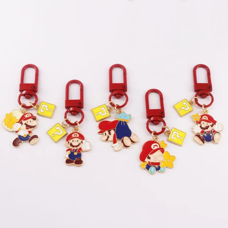 Super Mario Keychain Mushroom Cute Cartoon Schoolbag Hanging Ornament Boys Girls Fashion Headphone Protective Case Pendant Gift