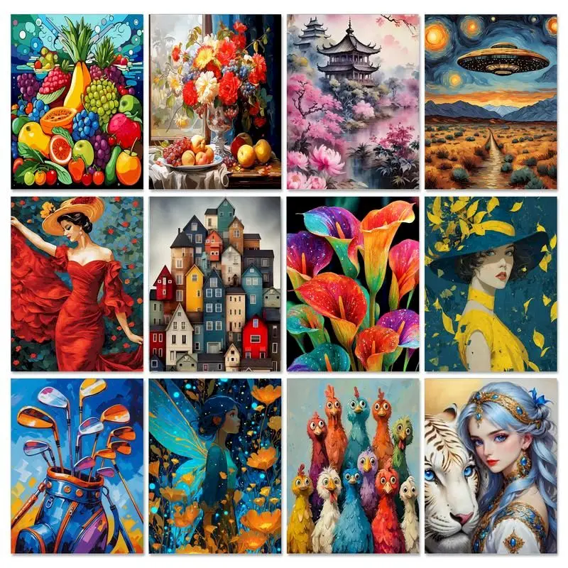 1pc frameless DIY Paint By Number City Kits Drawing On Canvas Painting By Numbers Women Hand Painted Picture Art Gift Home Decor