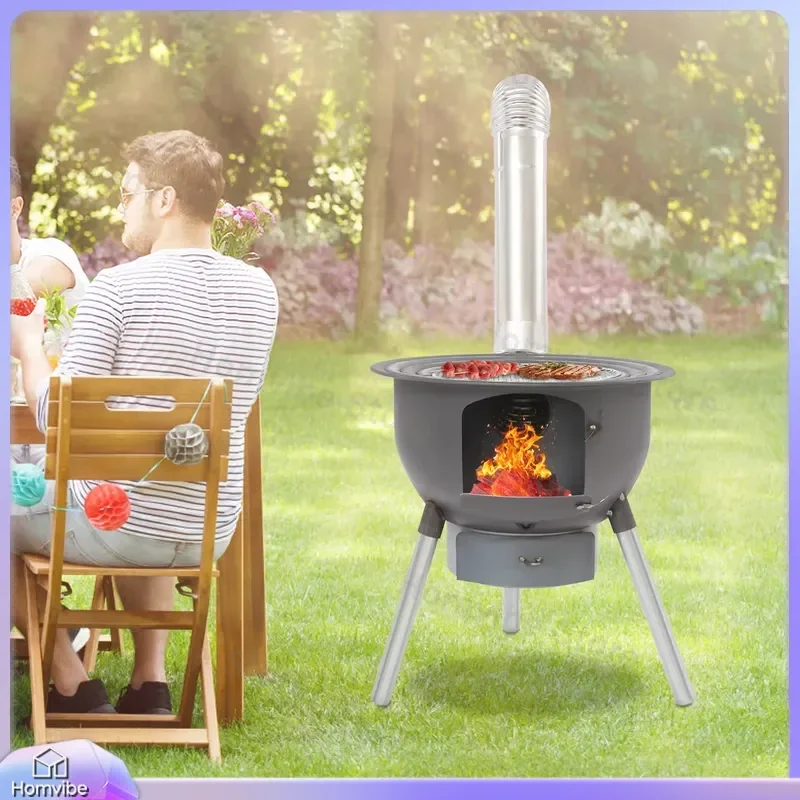 

Multifunction Stainless Steel Barbecue Grill Outdoor Indoor Camping Stove Portable Fire Pit Wood Burning Grill Stove for