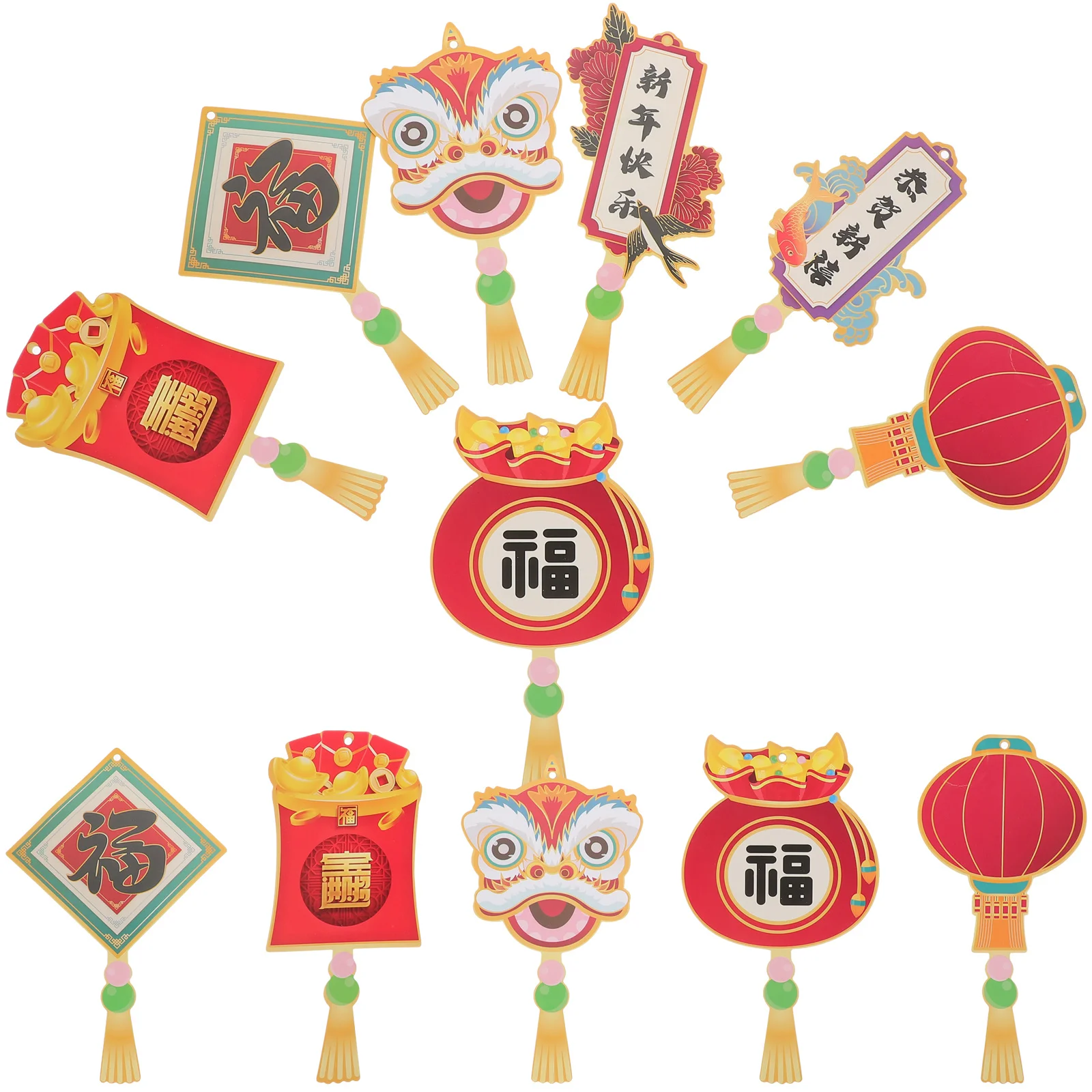 

12Pcs Chinese New Year Decorations 2024 Year of Dragon Bonsai Pendant Hanging Paper Charm Festival Decor Chinese Dragon Ornament