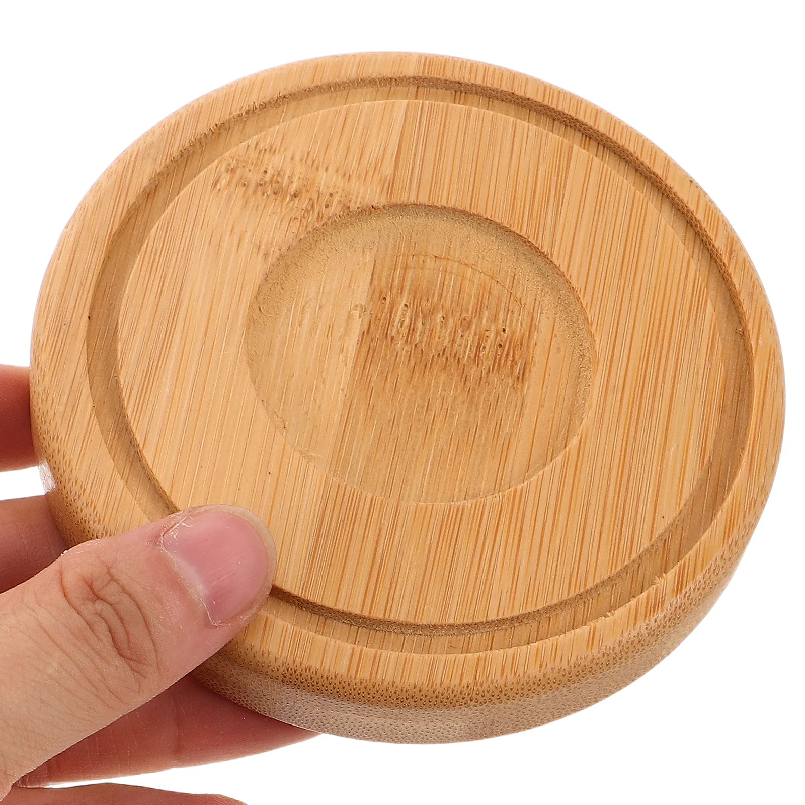

4Pcs Bamboo Round Holder Tray Farmhouse Pillar Tealight Plate Pedestal Snack Serving Tray Centerpiece Serving Plate