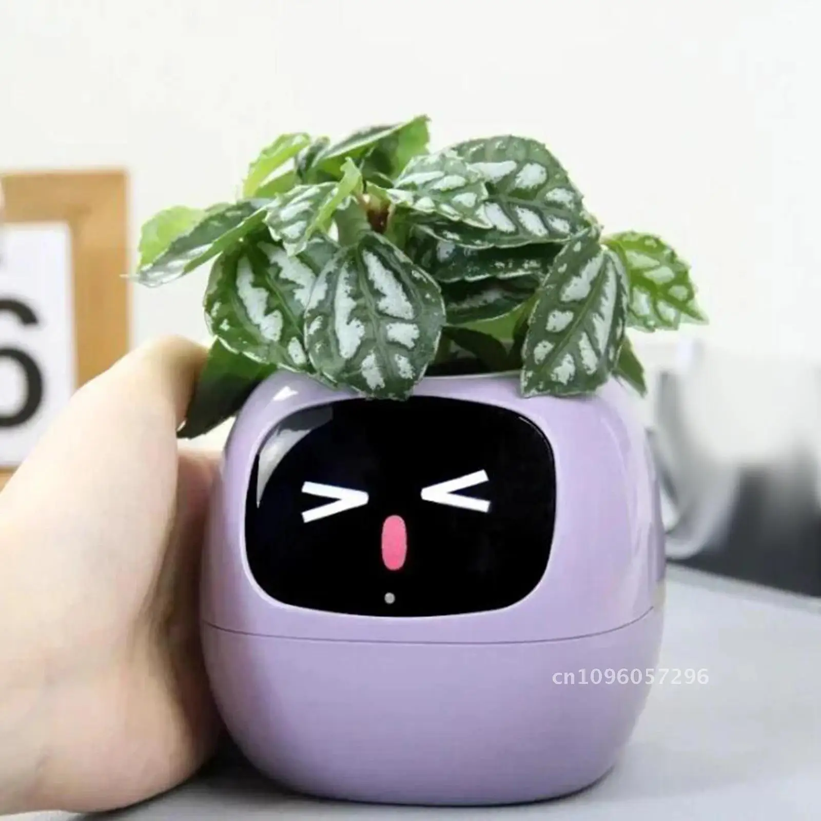 Smart Flowerpot Adorable Rich Plants Interaction Smart Plant Pot for Room Desk Living Indoor for Setup Neat Gift Gesture Indoor