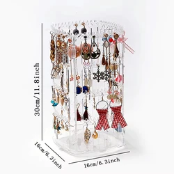 1PC Rotating Jewelry Storage Box Earring Necklace Round Plastic Organizer Boxes Holder Display Rack For Women Transparent