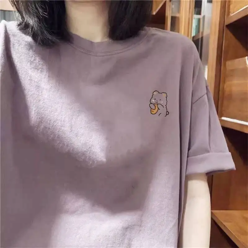 

Brand Withdn Summer ort Sve T-irt ex Loose Fit Pure Cotton Casual Top for Men And Women