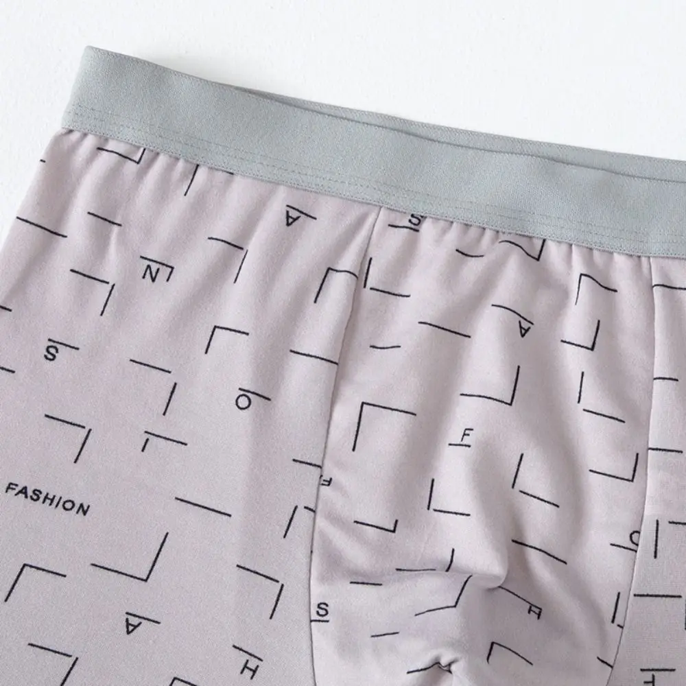4 قطعة رسالة شريطية الرجال سراويل مسطحة كبيرة الحجم منتصف الخصر بسيط الملاكمين السراويل السروال سلس الملابس الداخلية للرجال هدايا #4