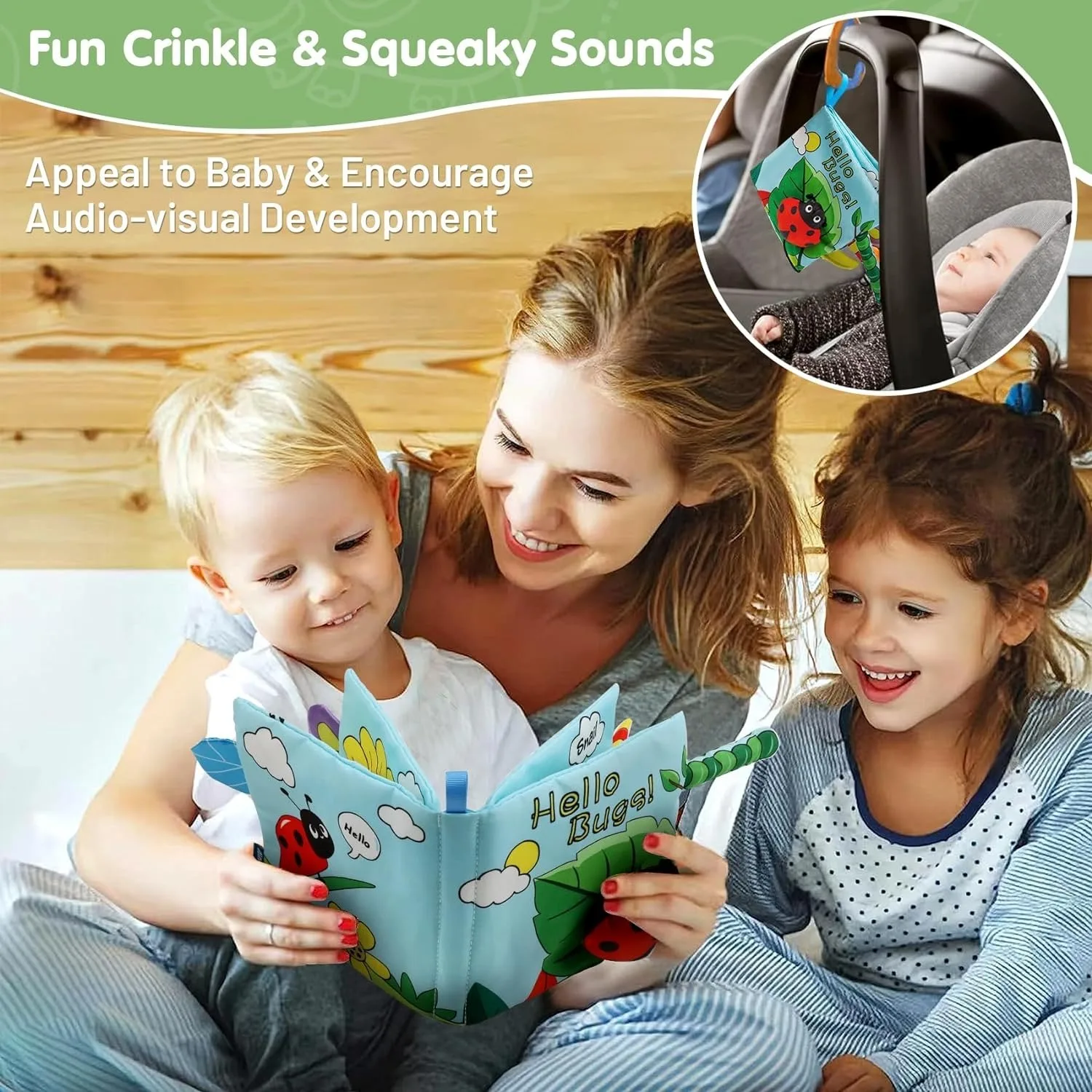 Livros macios para bebês, livro de pano crinkle, caudas de animais marinhos para bebês, desenvolvimento inicial, carrinho interativo, brinquedos macios