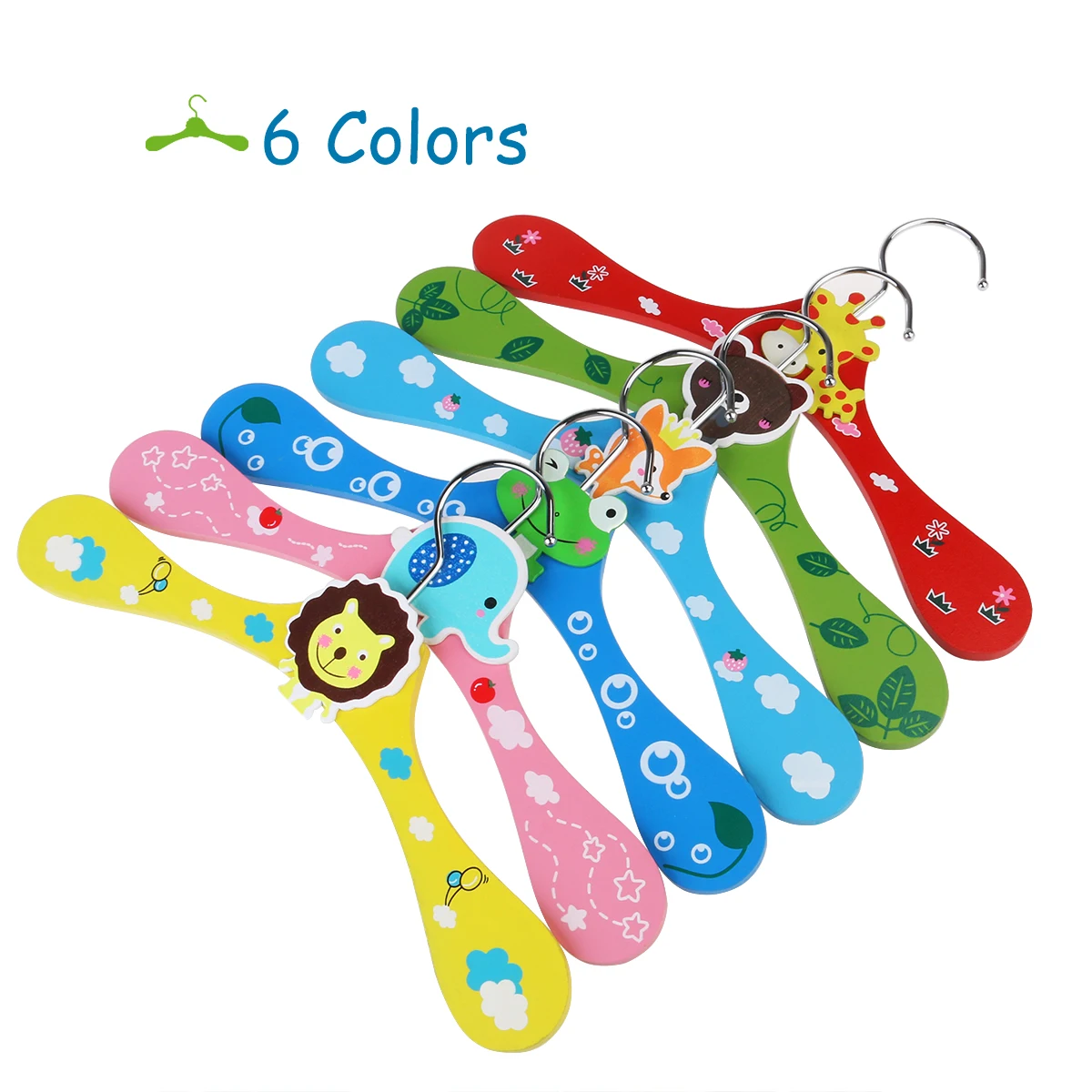 

10pcs Children Hook Wood Metal Cartoon Clothes Wooden Hangers Racks Kids Coat Hooks Wood Clothes Rack